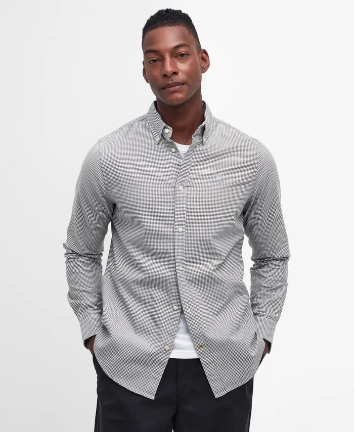 Oxford Tailored LongSleeved Gingham Shirt Sky Blue Men Barbour Shirts