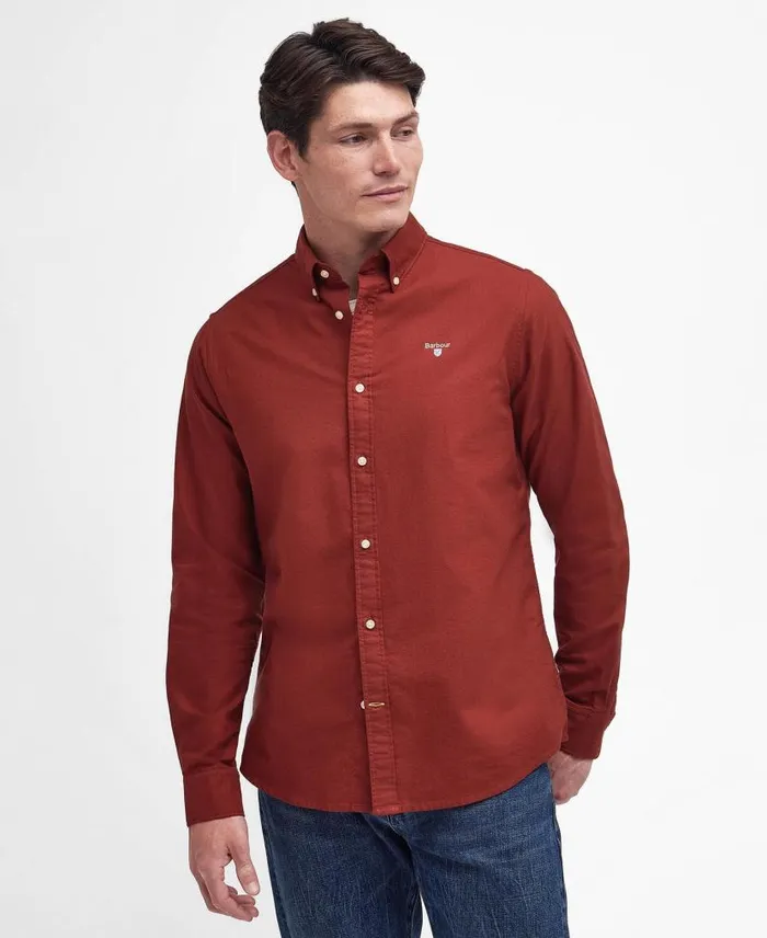 Oxford Tailored LongSleeved Shirt Dark Denim Men Barbour Shirts