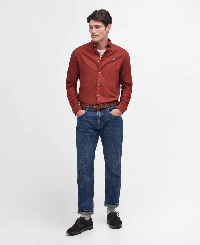 Oxford Tailored LongSleeved Shirt Dark Denim Men Barbour Shirts