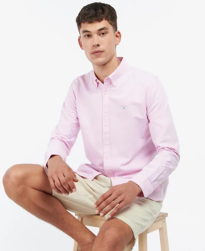 Oxford Tailored LongSleeved Striped Shirt Classic Pink Men Barbour Shirts