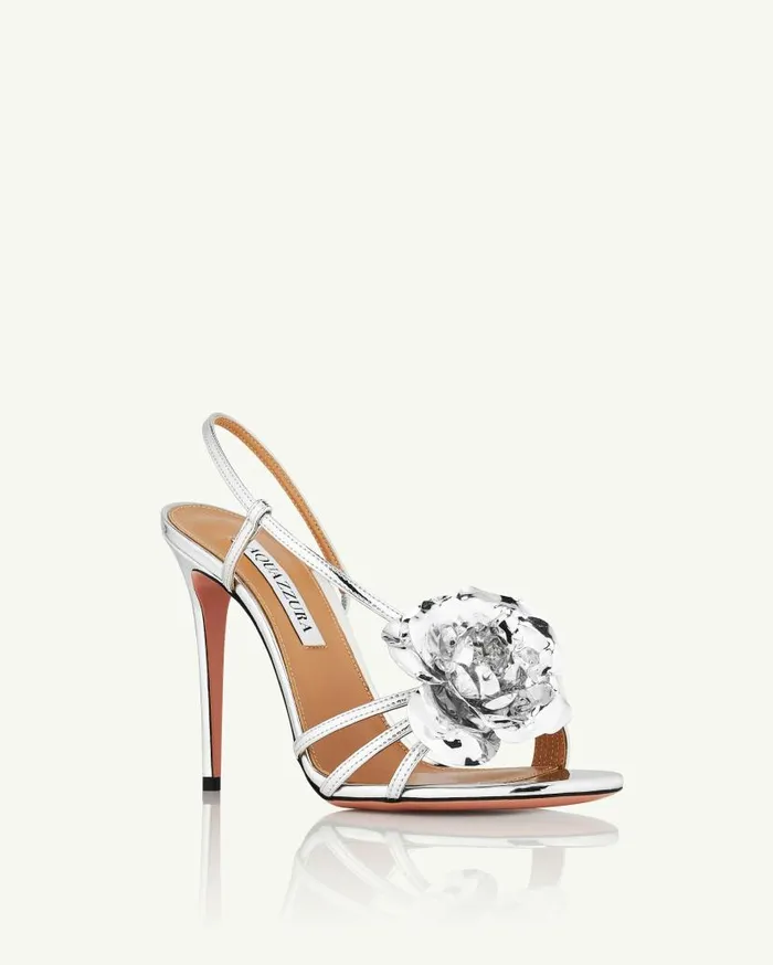Paris Rose Sandal 105 Silver Women Aquazzura Sandals