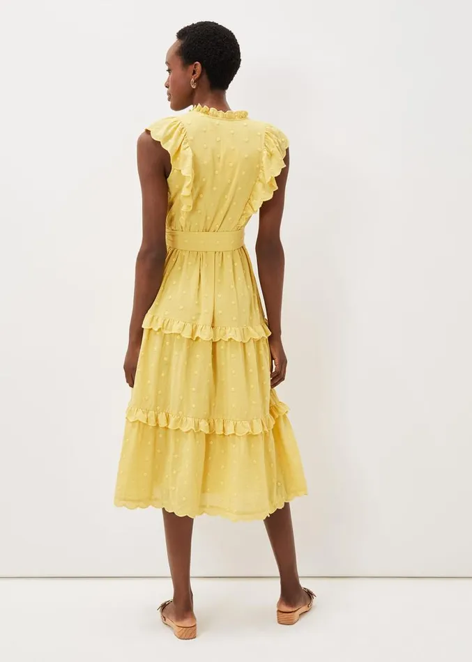 Parissa Cotton Frill Dress Yellow Women Phase Eight Dresses