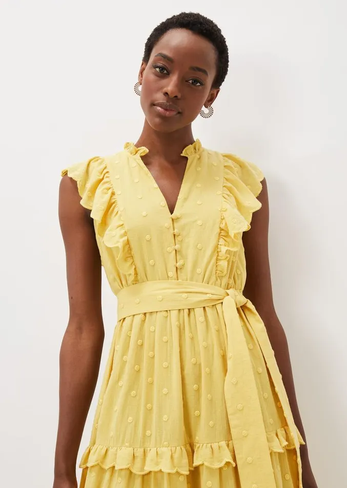 Parissa Cotton Frill Dress Yellow Women Phase Eight Dresses