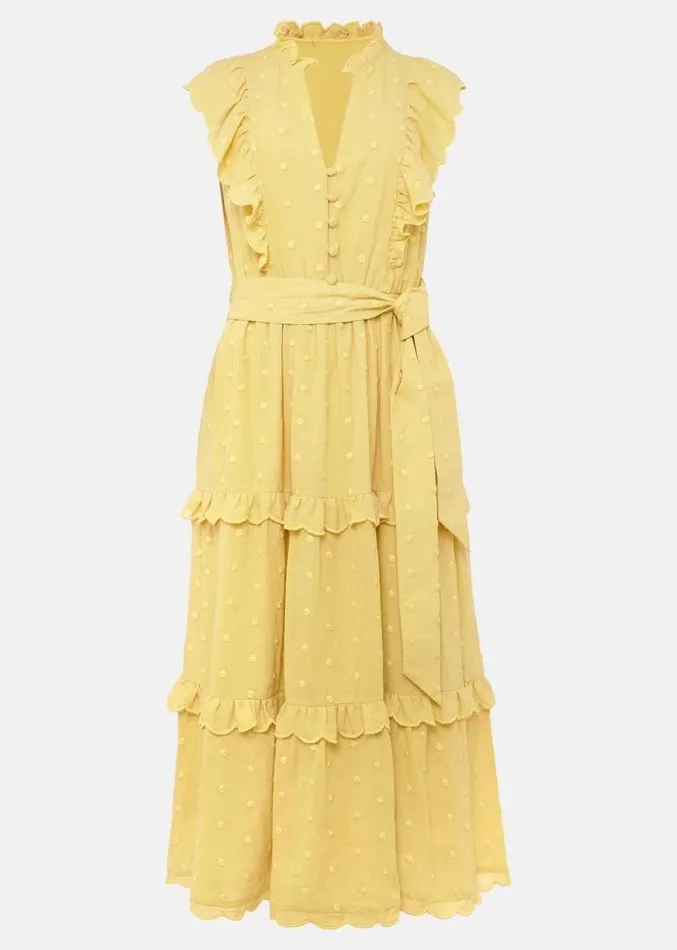 Parissa Cotton Frill Dress Yellow Women Phase Eight Dresses