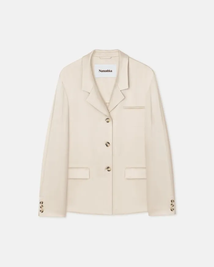 Patri Slip Satin Blazer Creme Women Nanushka Tops
