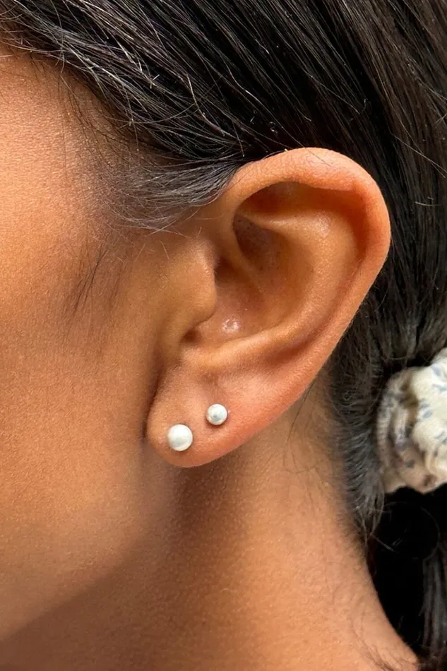 Pearl Stud Set Silver Women Brandy Melville Jewelry