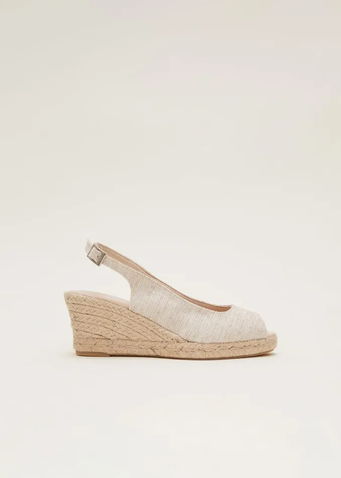 Peeptoe Slingback Espadrilles Metallic Women Phase Eight Heels