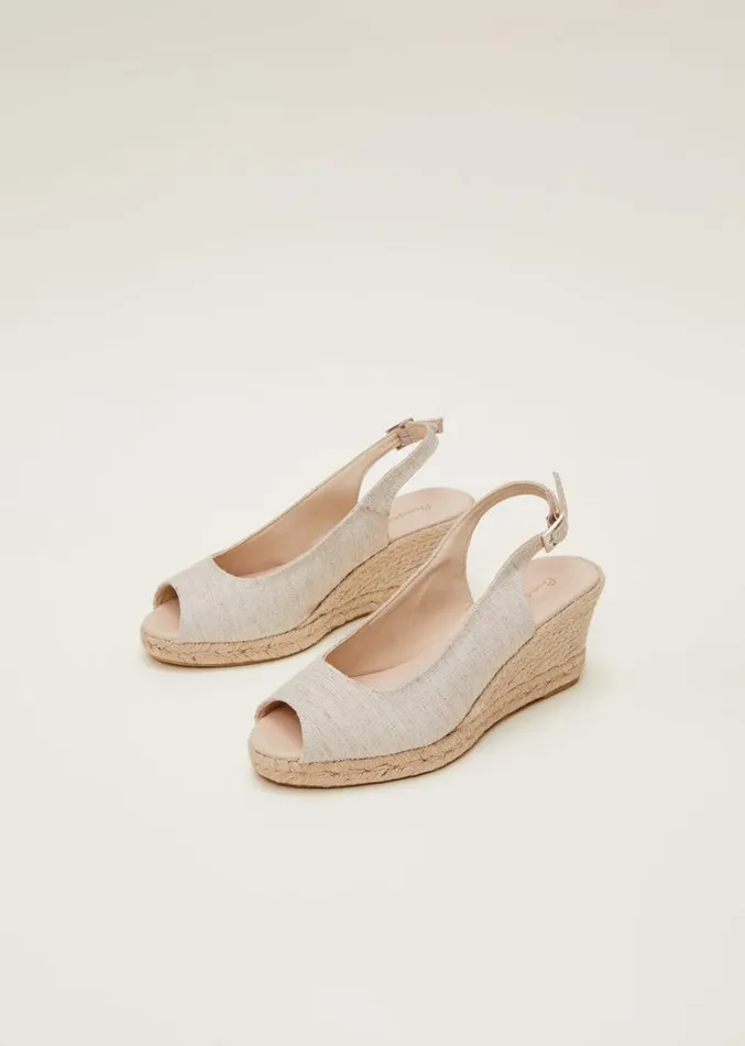 Peeptoe Slingback Espadrilles Metallic Women Phase Eight Heels