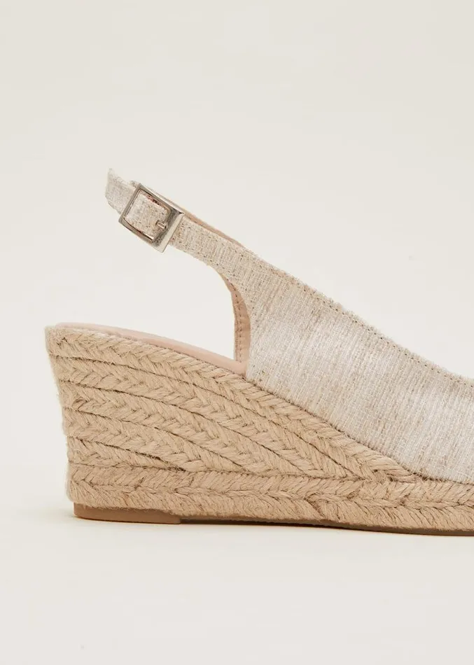 Peeptoe Slingback Espadrilles Metallic Women Phase Eight Heels