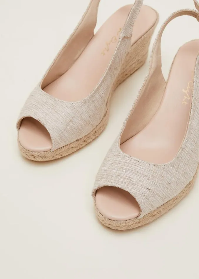 Peeptoe Slingback Espadrilles Metallic Women Phase Eight Heels