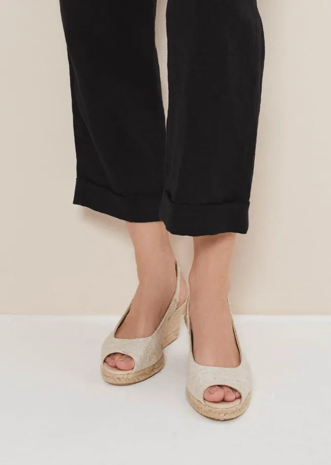 Peeptoe Slingback Espadrilles Metallic Women Phase Eight Heels