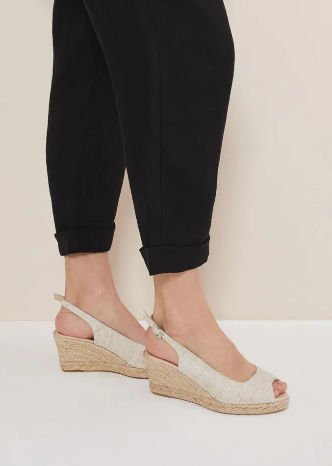 Peeptoe Slingback Espadrilles Metallic Women Phase Eight Heels
