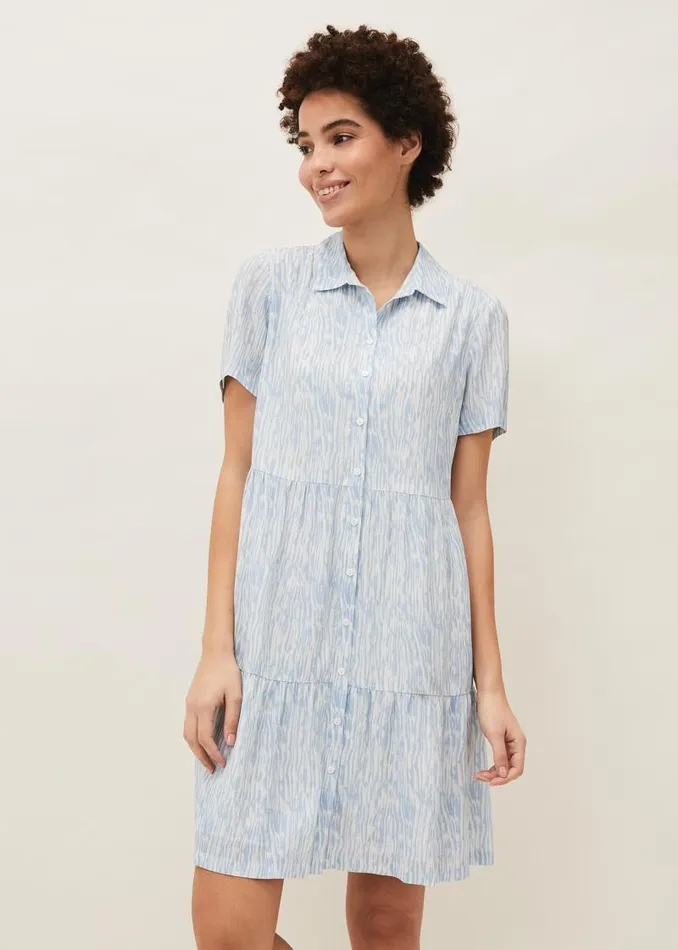 Penele Brushstroke Print Shirt Dress Blue Women Phase Eight Dresses