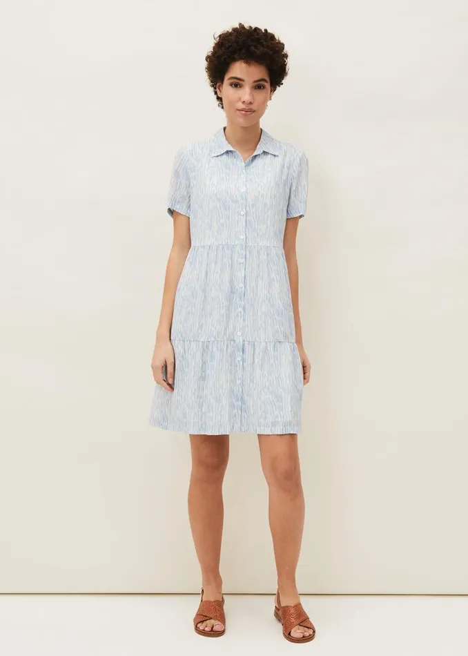 Penele Brushstroke Print Shirt Dress Blue Women Phase Eight Dresses