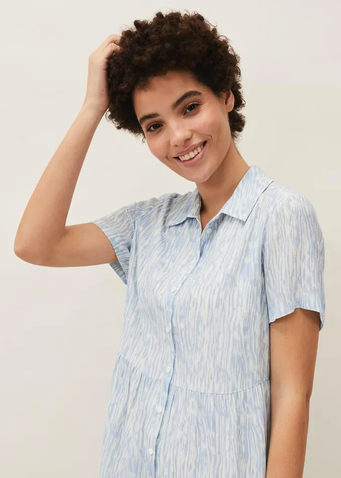 Penele Brushstroke Print Shirt Dress Blue Women Phase Eight Dresses