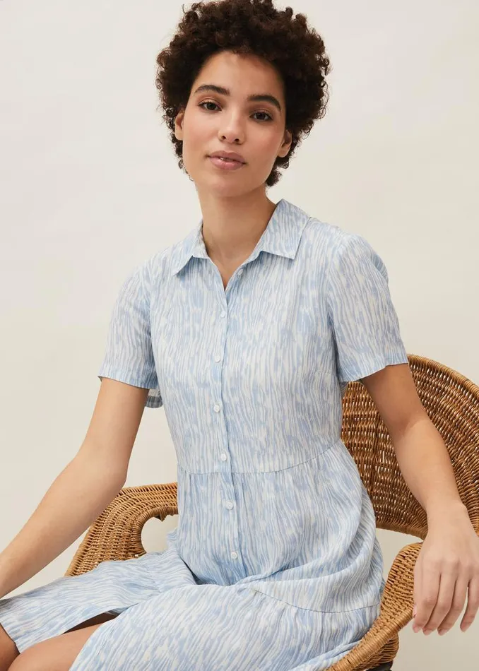 Penele Brushstroke Print Shirt Dress Blue Women Phase Eight Dresses