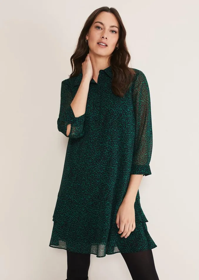 Penelope Chiffon Dress Greenblack Women Phase Eight Dresses