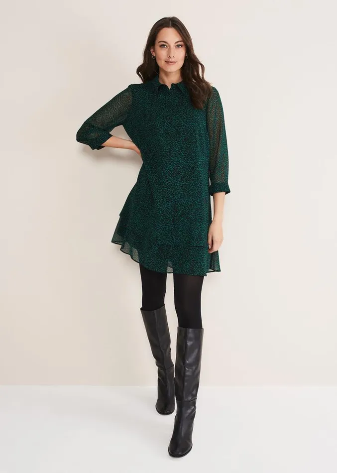 Penelope Chiffon Dress Greenblack Women Phase Eight Dresses