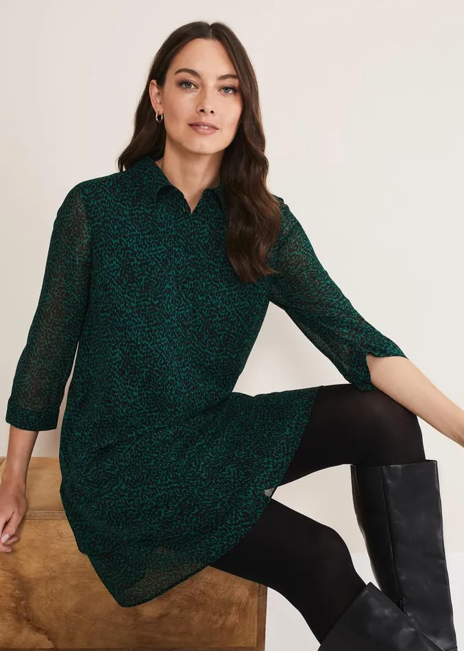 Penelope Chiffon Dress Greenblack Women Phase Eight Dresses