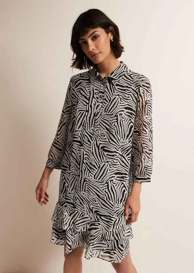 Penelope Zebra Shirt Mini Dress Stoneivory Women Phase Eight Dresses