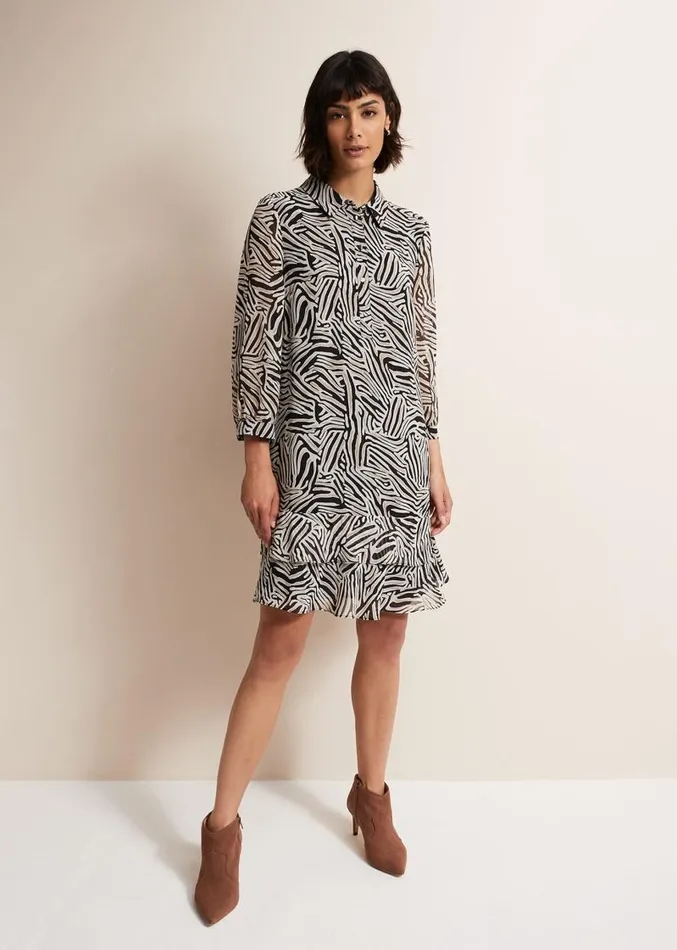 Penelope Zebra Shirt Mini Dress Stoneivory Women Phase Eight Dresses