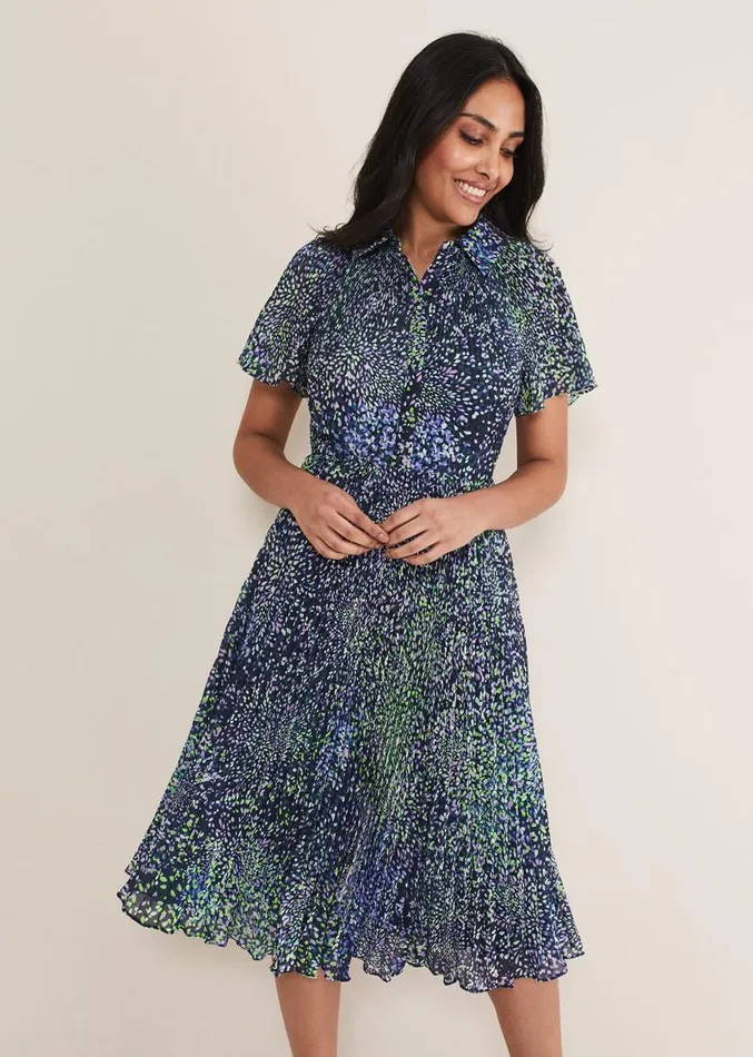 Petite Amelia Ditsy Shirt Midi Dress Navymulti Women Phase Eight Dresses