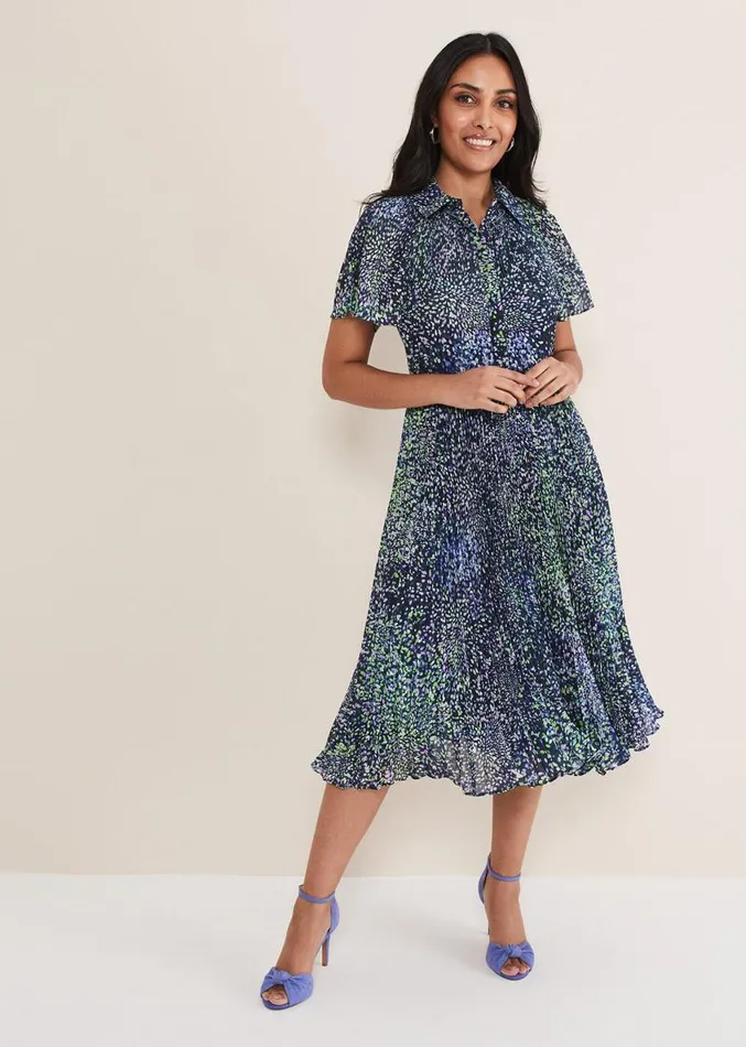 Petite Amelia Ditsy Shirt Midi Dress Navymulti Women Phase Eight Dresses
