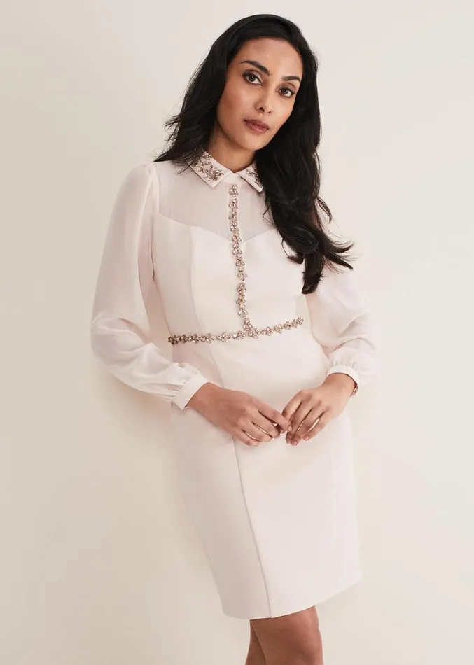 Petite Avah Embellished Bodycon Dress Antique Rose Women Phase Eight Dresses