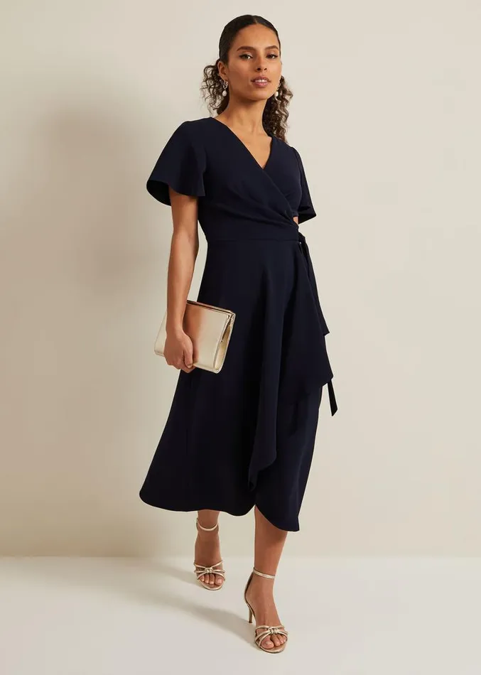 Petite Julissa Wrap Dress Navy Women Phase Eight Dresses