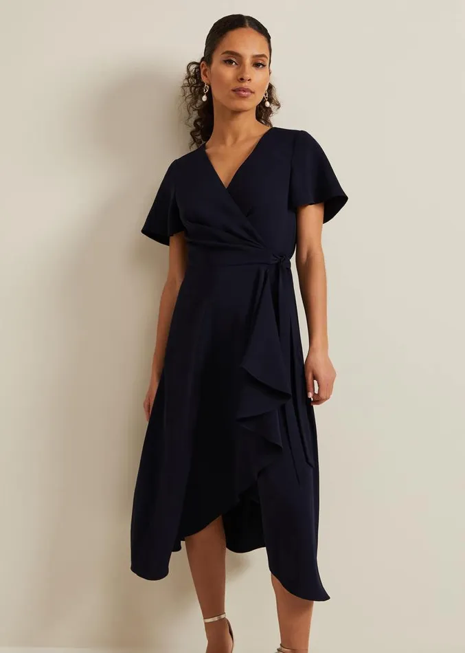Petite Julissa Wrap Dress Navy Women Phase Eight Dresses