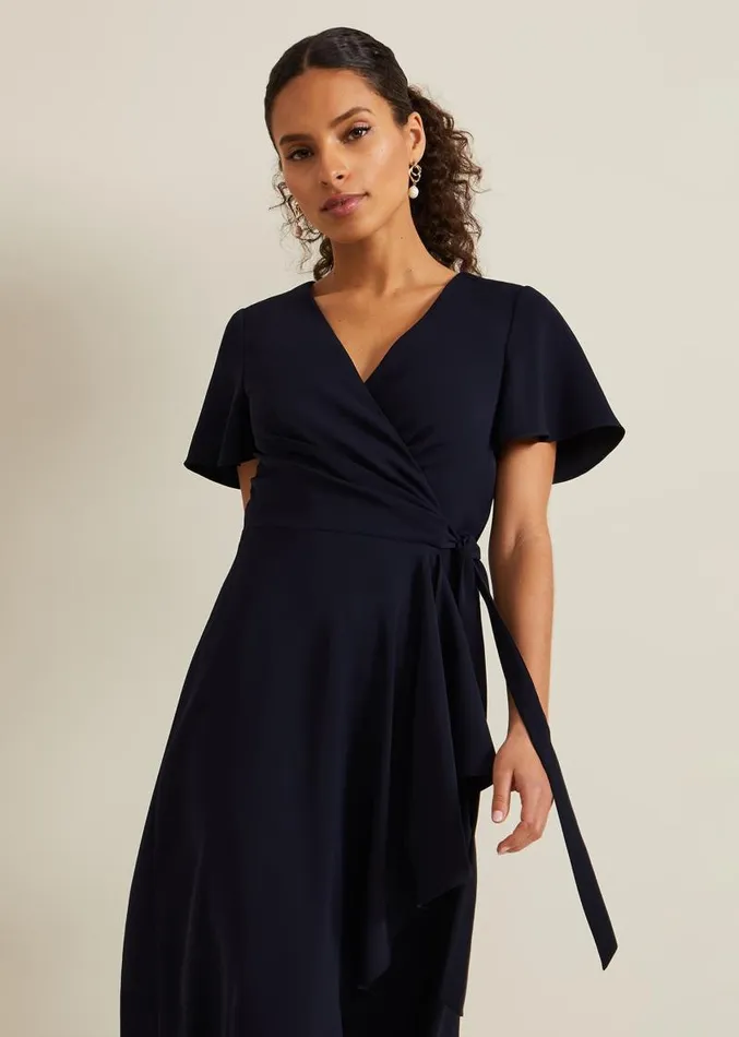 Petite Julissa Wrap Dress Navy Women Phase Eight Dresses