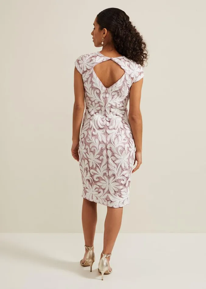 Petite Karima Tapework Midi Dress Pale Pink Women Phase Eight Dresses