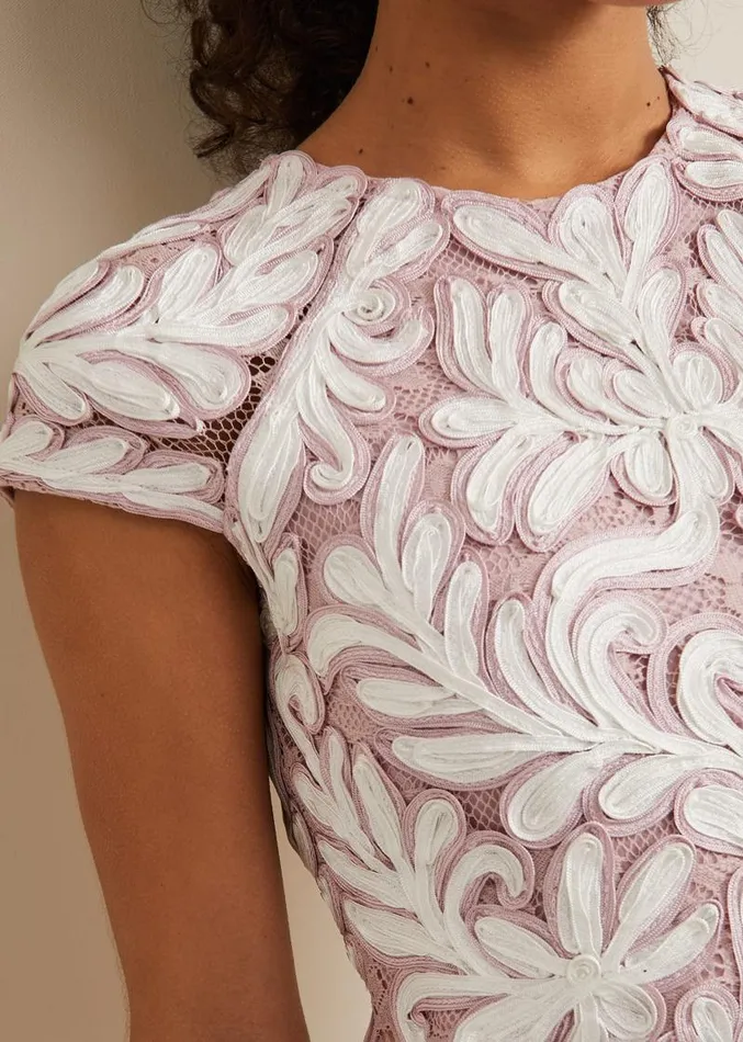 Petite Karima Tapework Midi Dress Pale Pink Women Phase Eight Dresses