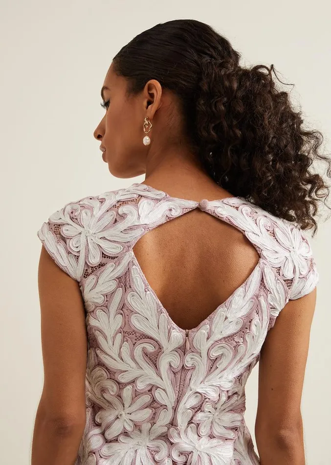 Petite Karima Tapework Midi Dress Pale Pink Women Phase Eight Dresses