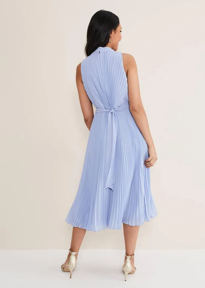 Petite Simara Pleated Midi Dress Cornflower Women Phase Eight Dresses