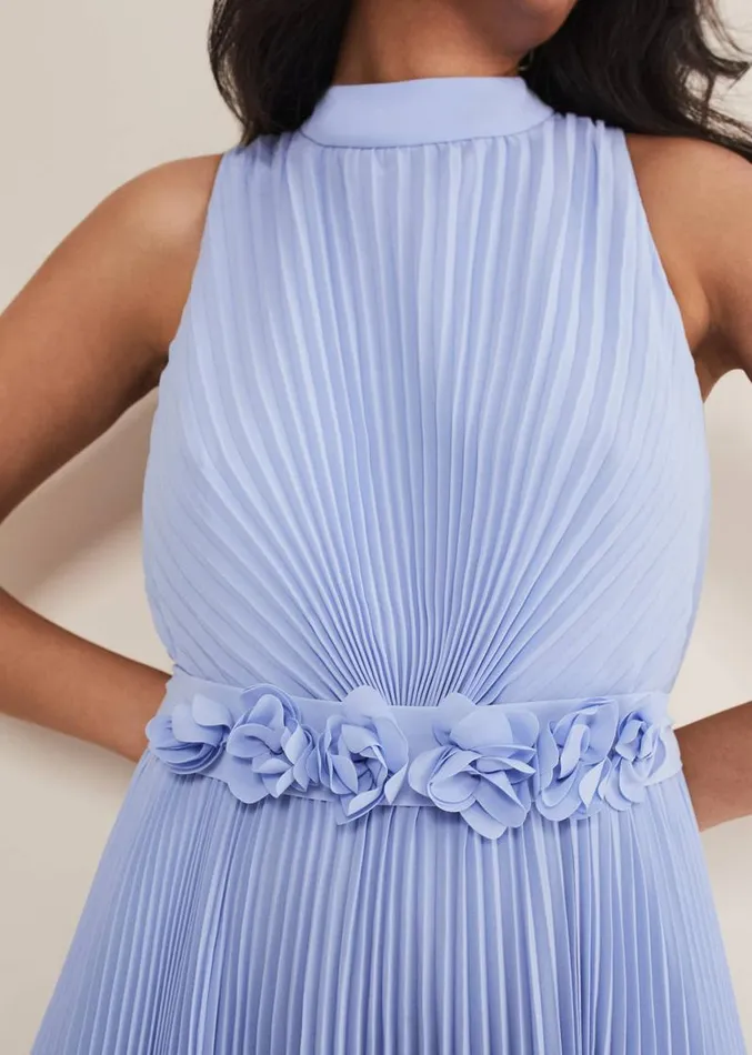 Petite Simara Pleated Midi Dress Cornflower Women Phase Eight Dresses