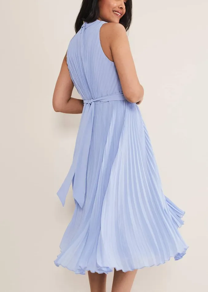 Petite Simara Pleated Midi Dress Cornflower Women Phase Eight Dresses