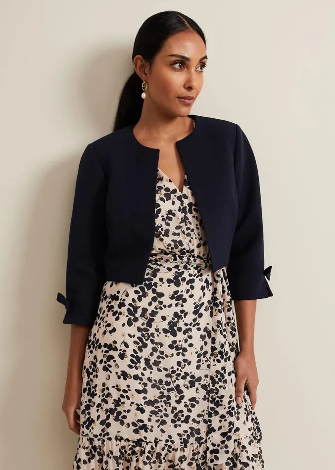 Petite Zoelle Bow Jacket Navy Women Phase Eight Jackets