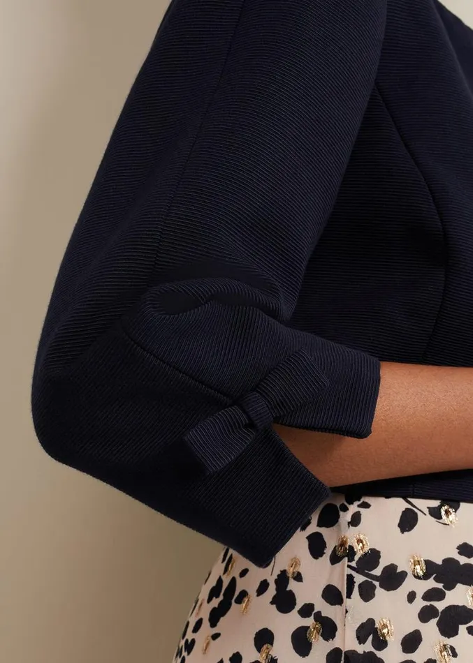 Petite Zoelle Bow Jacket Navy Women Phase Eight Jackets