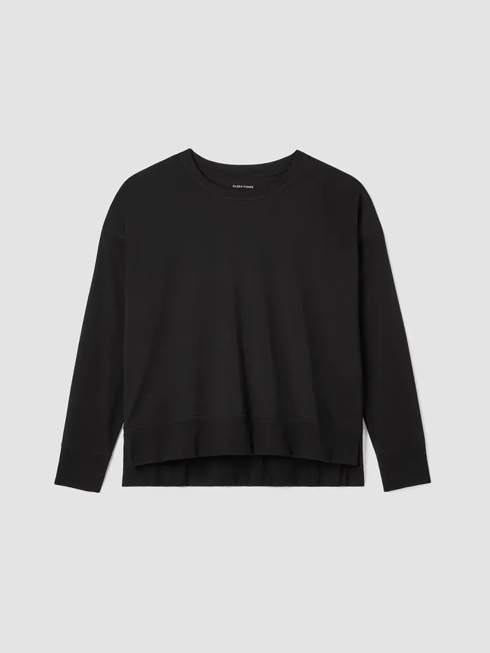 Pima Cotton Stretch Jersey BoxTop Black Women Eileen Fisher Tops and Tees