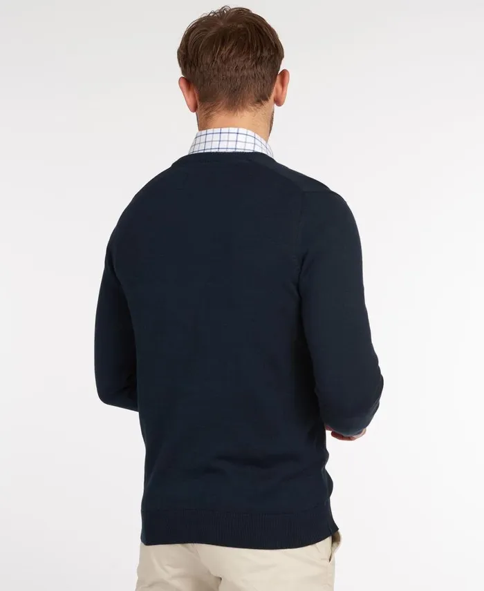 Pima Cotton VNeck Jumper Cobalight Marl Men Barbour Jumpers