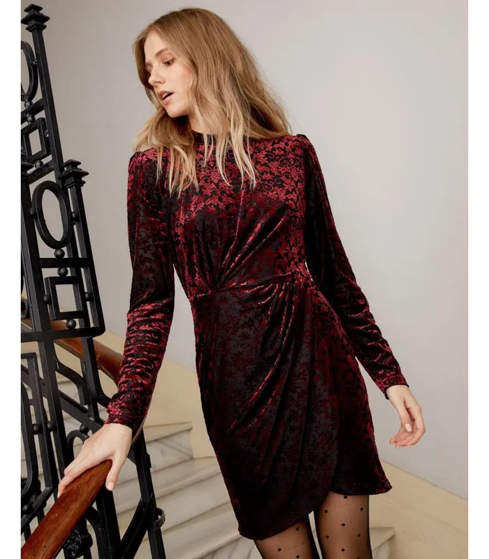 Polin Et Moi Aivila Velvet Dress Garnet Women Dresses And Jumpsuits