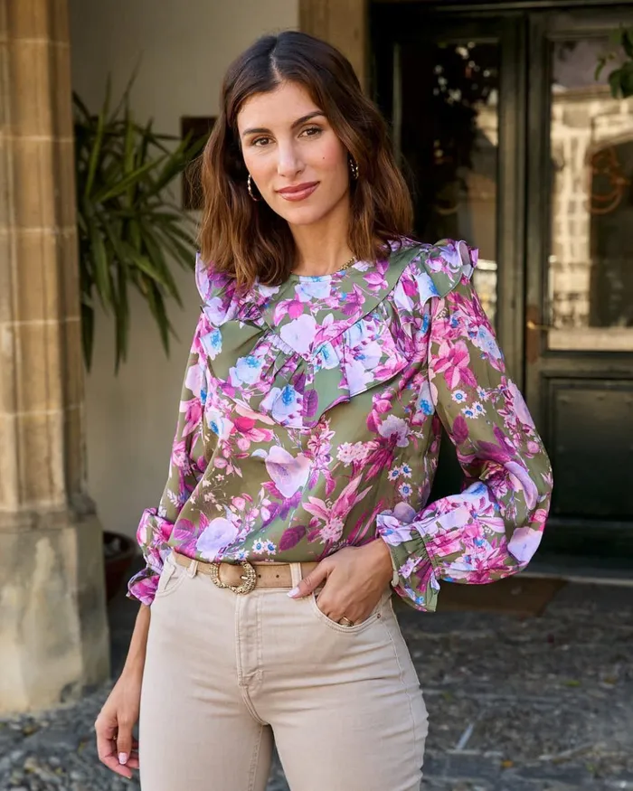 Polin Et Moi Blouse Ruffled Avelina Green Forest Women Blouses And Shirts Polin Et Moi Blouse Ruffled Avelina Green Forest Women Blouses And Shirts