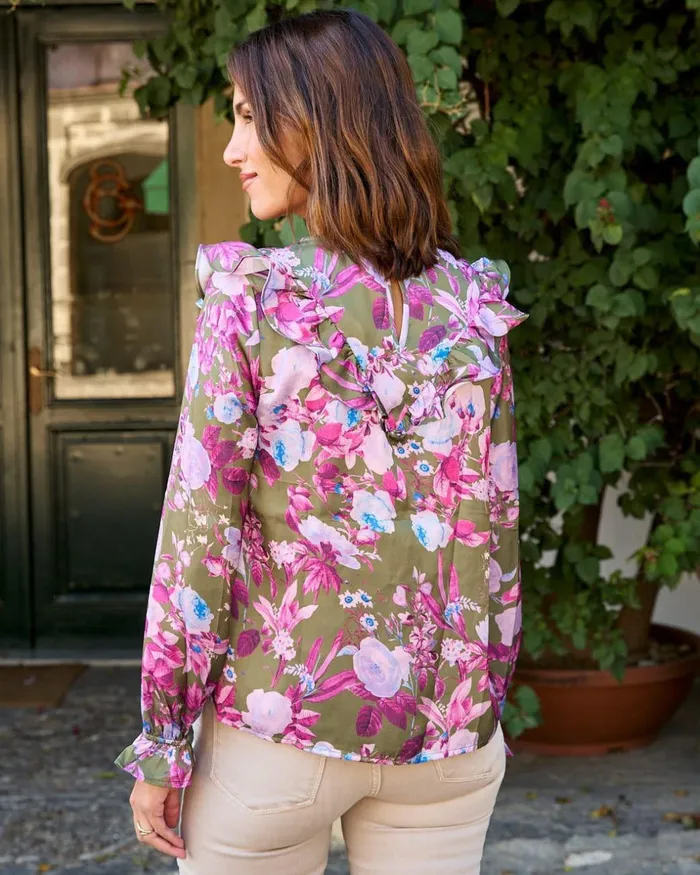 Polin Et Moi Blouse Ruffled Avelina Green Forest Women Blouses And Shirts Polin Et Moi Blouse Ruffled Avelina Green Forest Women Blouses And Shirts