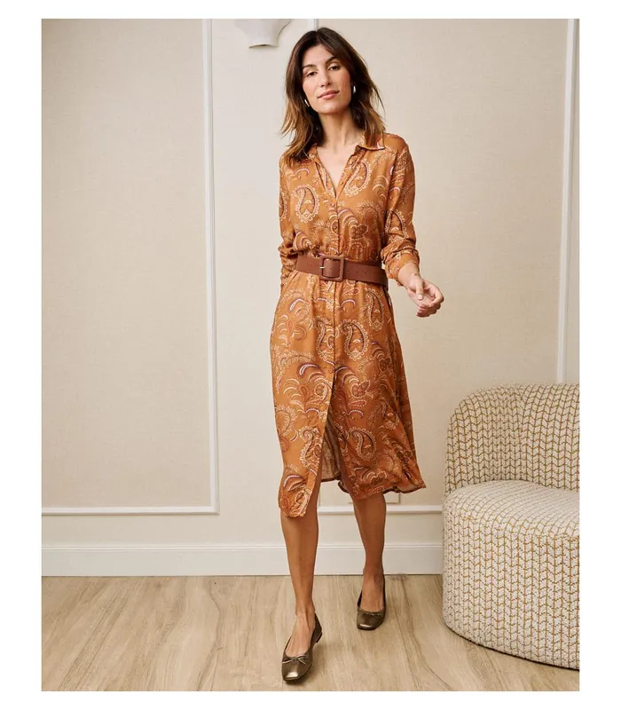 Polin Et Moi Camisero Carmia Dress Ochre Women Dresses And Jumpsuits Polin Et Moi Camisero Carmia Dress Ochre Women Dresses And Jumpsuits