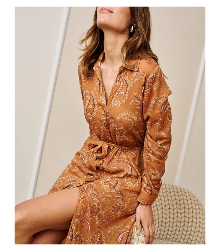 Polin Et Moi Camisero Carmia Dress Ochre Women Dresses And Jumpsuits Polin Et Moi Camisero Carmia Dress Ochre Women Dresses And Jumpsuits