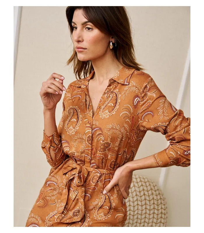 Polin Et Moi Camisero Carmia Dress Ochre Women Dresses And Jumpsuits Polin Et Moi Camisero Carmia Dress Ochre Women Dresses And Jumpsuits