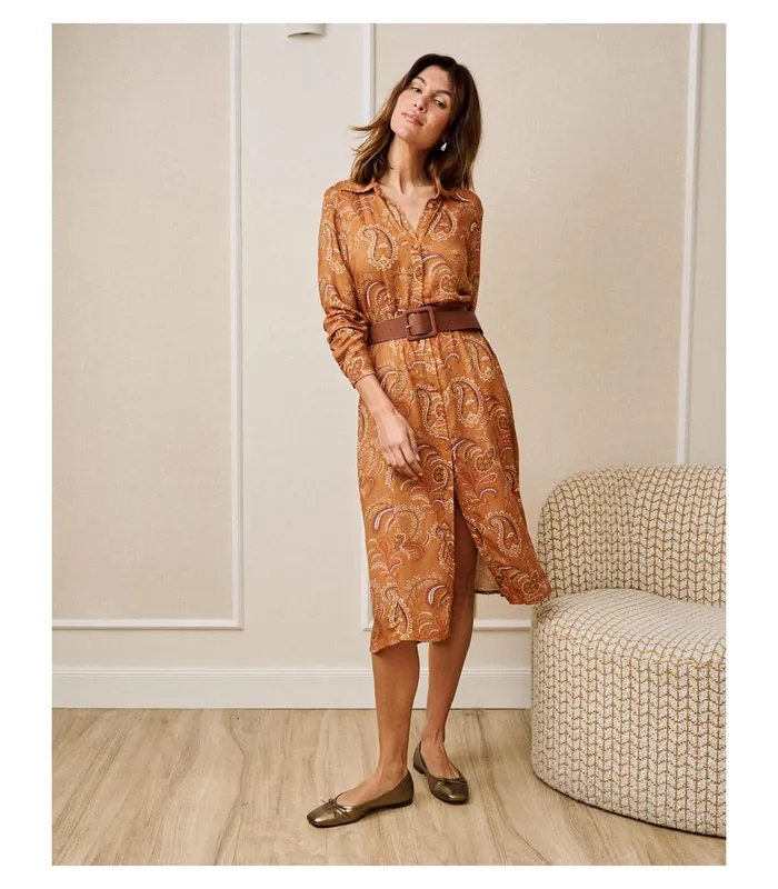 Polin Et Moi Camisero Carmia Dress Ochre Women Dresses And Jumpsuits Polin Et Moi Camisero Carmia Dress Ochre Women Dresses And Jumpsuits