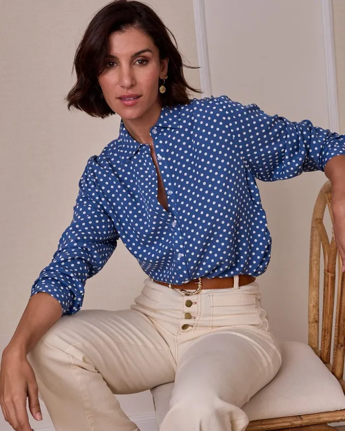 Polin Et Moi Corica Polka Dot Shirt Denim Women Blouses And Shirts Polin Et Moi Corica Polka Dot Shirt Denim Women Blouses And Shirts