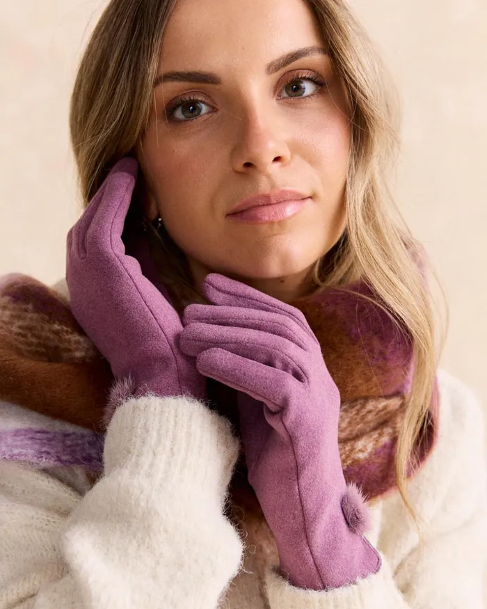 Polin Et Moi Daniela Pom Pom Gloves Lilac Women Gloves
